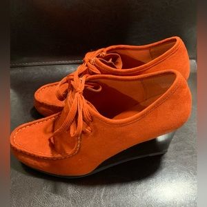 Orange Lace Up Wedge